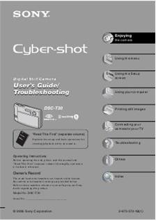 Sony Cyber-shot T30 manual. Camera Instructions.